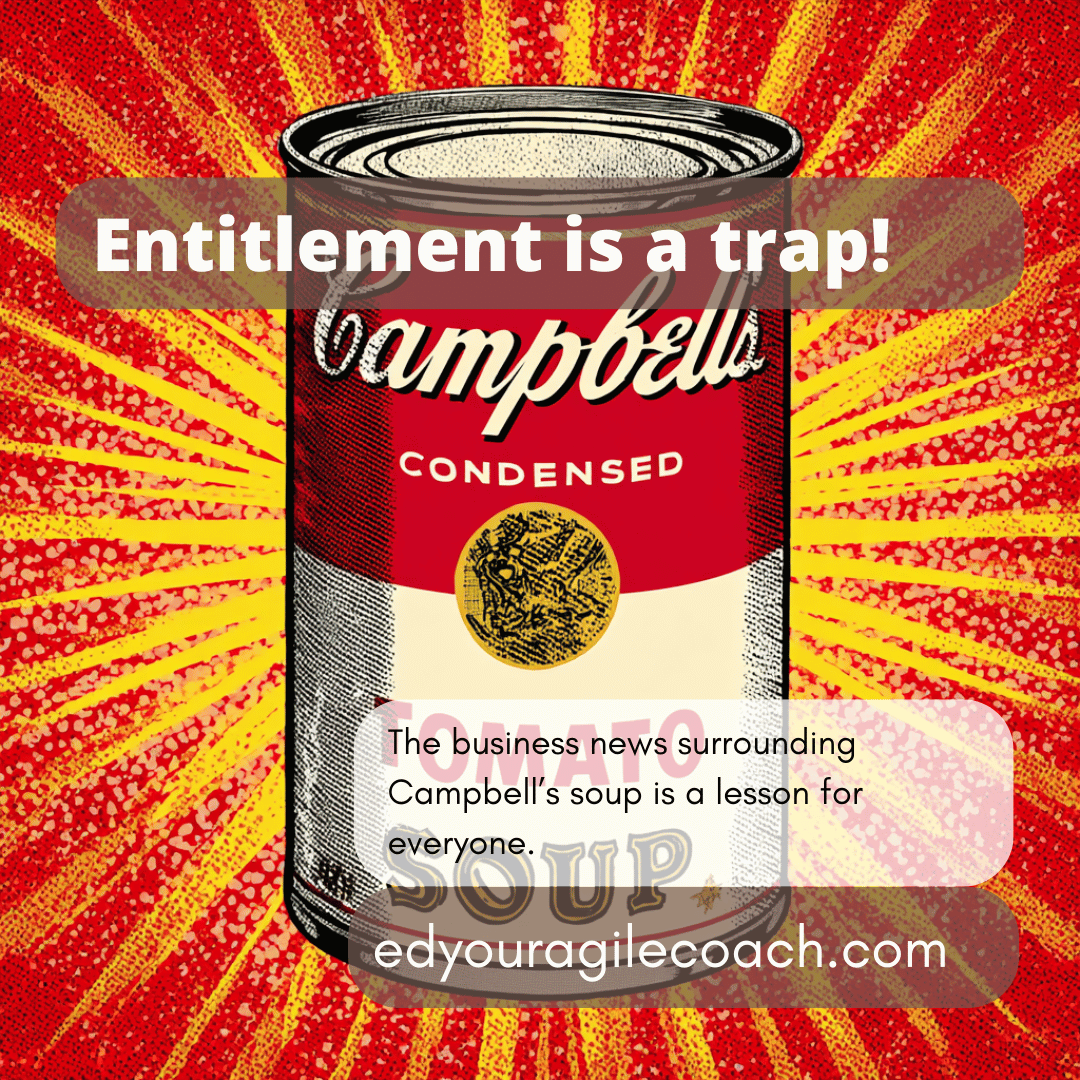 An image of a Campbell's soup can on a red and yellow background.  