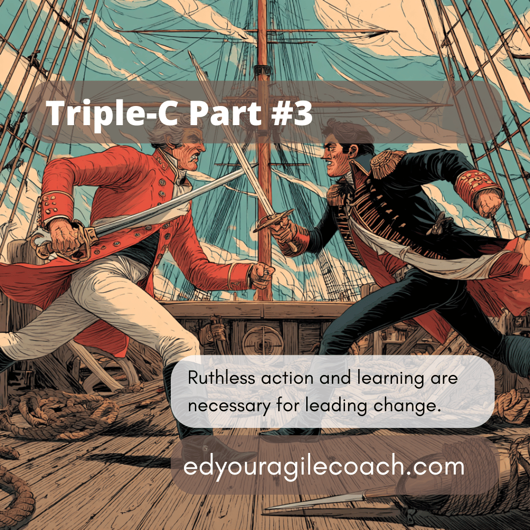 A marine and pirate fighting with swords on the deck of a ship. 